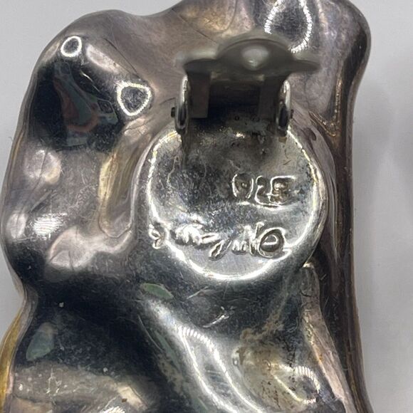 David Varsano Sterling Silver Electroform Modern CLIP ON Vintage Earrings Israel - Picture 3 of 9